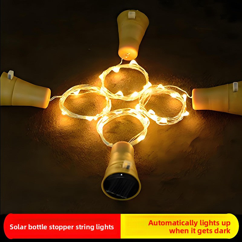Solar Bottle Stopper LED Wine Bottle Light Decorative Copper Wire Fairy String Lights for Party Wedding Christmas Decor