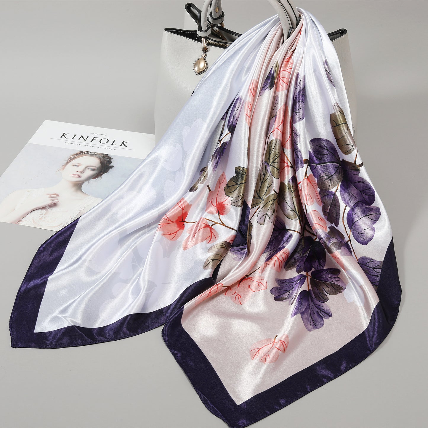 Retro Cashew Pattern Silk Scarf, Large Square Scarf for Women, Stylish and Fashionable for Spring, Autumn, and Winter, Thin Summer Shawl