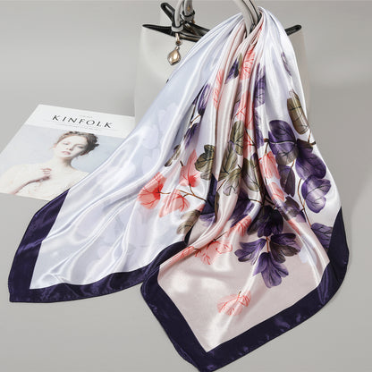Retro Cashew Pattern Silk Scarf, Large Square Scarf for Women, Stylish and Fashionable for Spring, Autumn, and Winter, Thin Summer Shawl