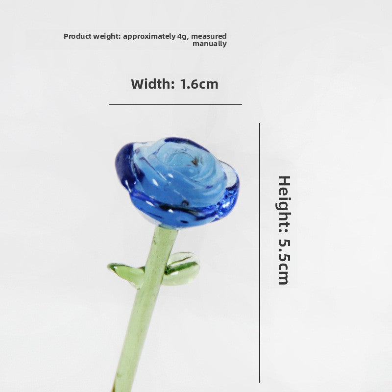 Glazed Glass Rose Bouquet Desktop Decoration