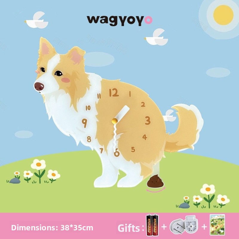 Pet Themed Silent Wall Clock with Moving Decoration
