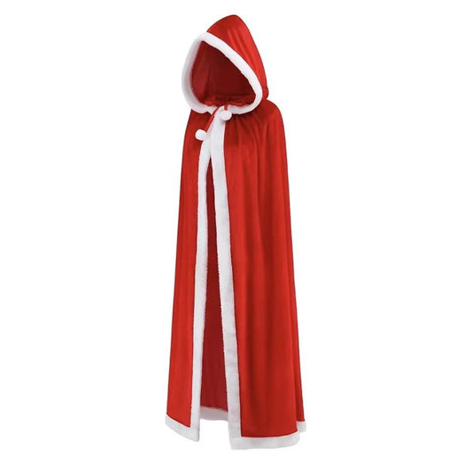 Gold Velvet Hooded Christmas Cloak with Balls