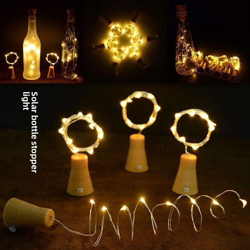 Solar Bottle Stopper LED Wine Bottle Light Decorative Copper Wire Fairy String Lights for Party Wedding Christmas Decor