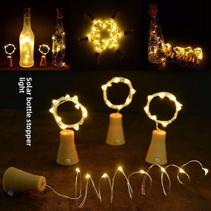 Solar Bottle Stopper LED Wine Bottle Light Decorative Copper Wire Fairy String Lights for Party Wedding Christmas Decor