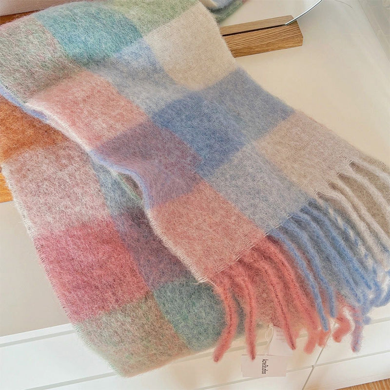 Color Plaid Winter Scarf for Women