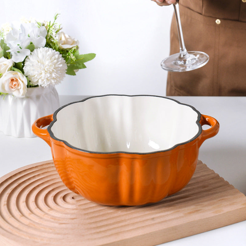Small Happiness Cast Iron Pumpkin Enamel Pot Stew Pot
