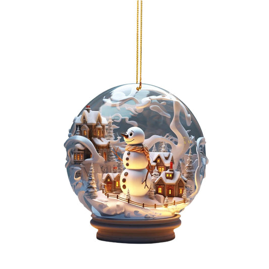 Christmas Snowman 2D Glass Ornament