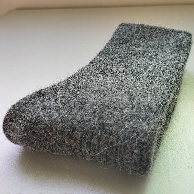 Double Needle Rabbit Wool Blend Fleece Lined Winter Socks