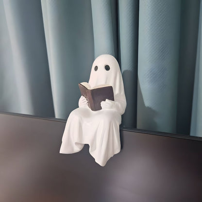 Halloween Ghost Reading Book Resin Statue Home Decoration