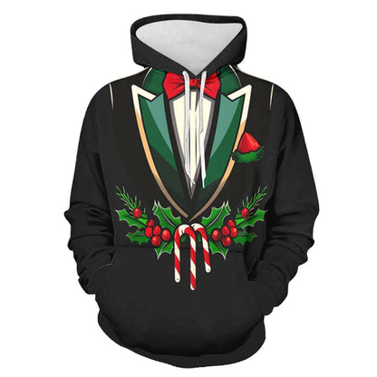Mens Christmas Print Hooded Sweatshirt