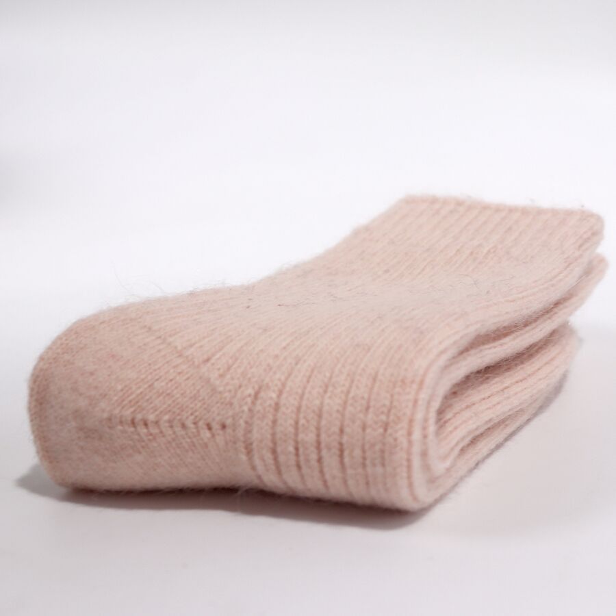 Double Needle Rabbit Wool Blend Fleece Lined Winter Socks
