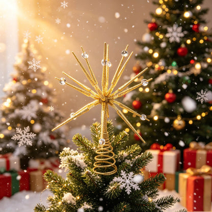 Christmas tree top star golden three-dimensional luminous Decorations