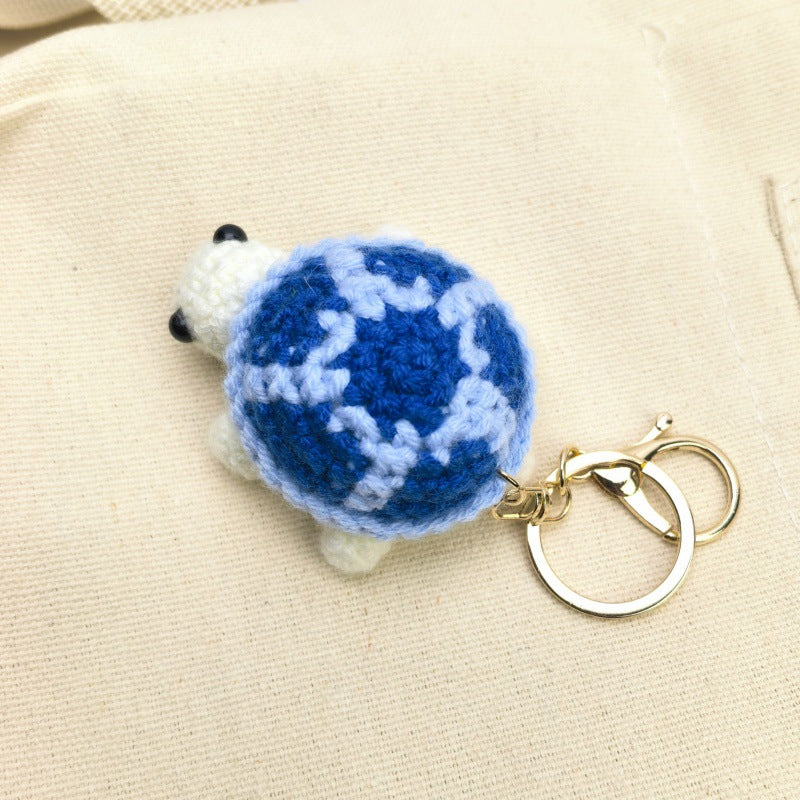 Cartoon Crochet Turtle Keychain DIY Pendant Gift