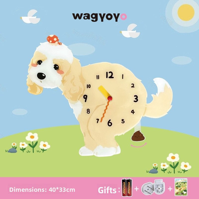 Pet Themed Silent Wall Clock with Moving Decoration