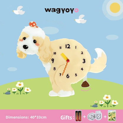 Pet Themed Silent Wall Clock with Moving Decoration