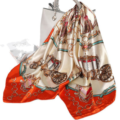 Retro Cashew Pattern Silk Scarf, Large Square Scarf for Women, Stylish and Fashionable for Spring, Autumn, and Winter, Thin Summer Shawl