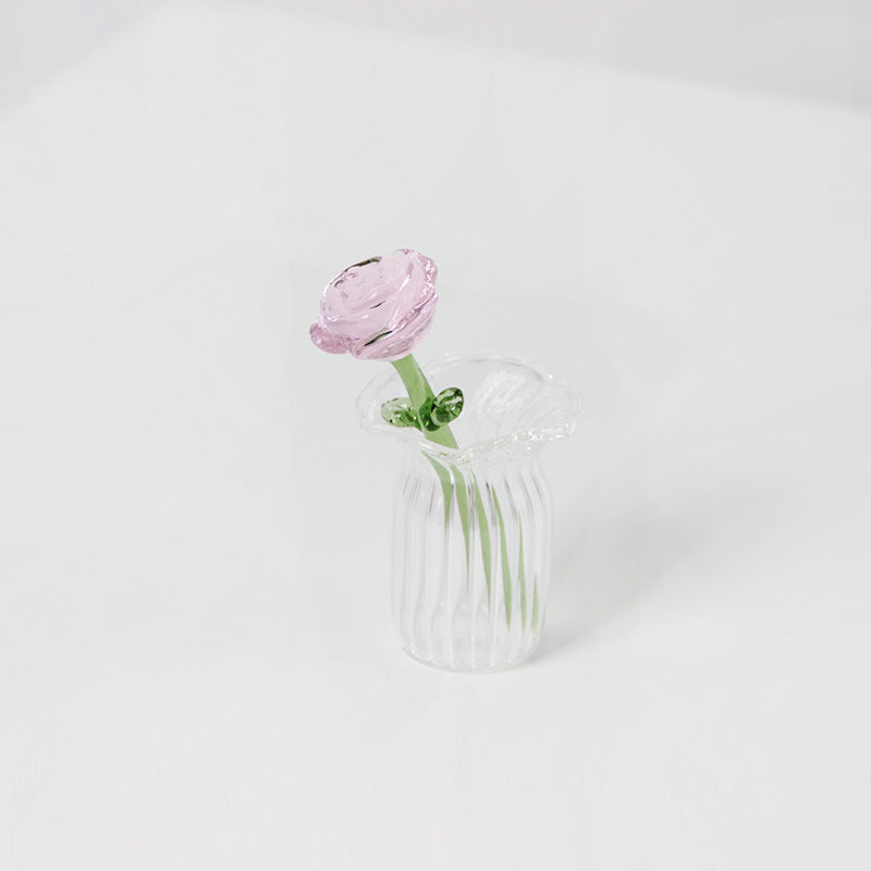 Glazed Glass Rose Bouquet Desktop Decoration