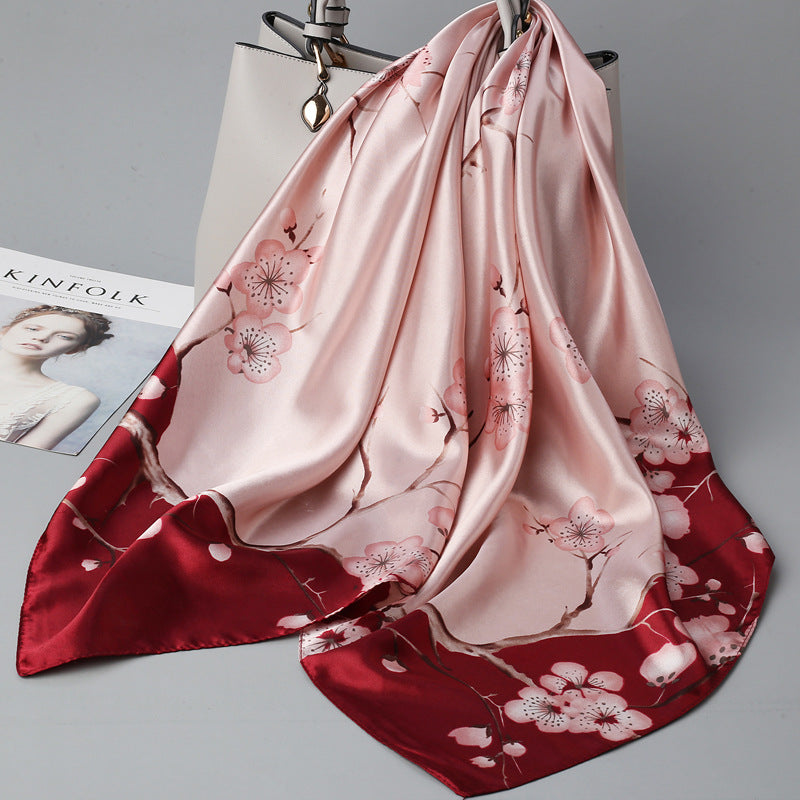 Retro Cashew Pattern Silk Scarf, Large Square Scarf for Women, Stylish and Fashionable for Spring, Autumn, and Winter, Thin Summer Shawl