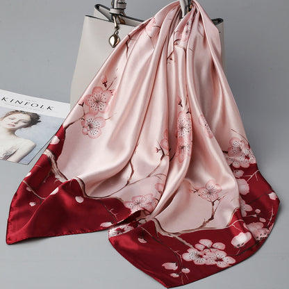 Retro Cashew Pattern Silk Scarf, Large Square Scarf for Women, Stylish and Fashionable for Spring, Autumn, and Winter, Thin Summer Shawl