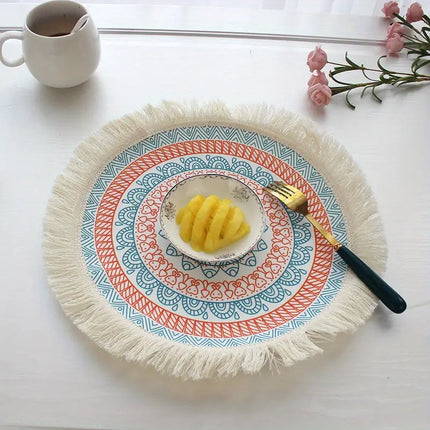 Bohemian Woven Coaster with Tassel for Home Decor