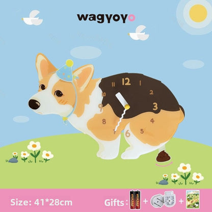 Pet Themed Silent Wall Clock with Moving Decoration