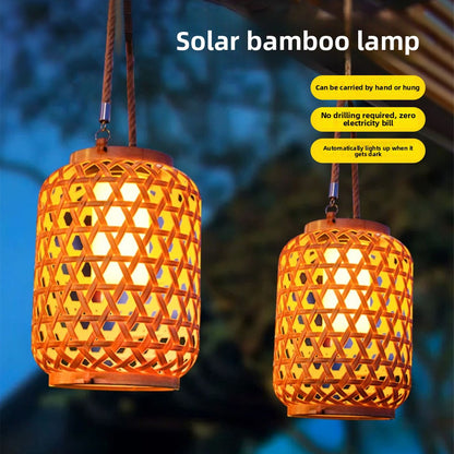 Solar Powered Rattan Lantern for Outdoor Decoration