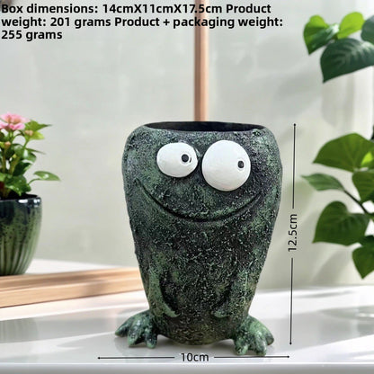 Creative Frog Funny Expression Resin Flower Pot Decoration for Home Courtyard Garden