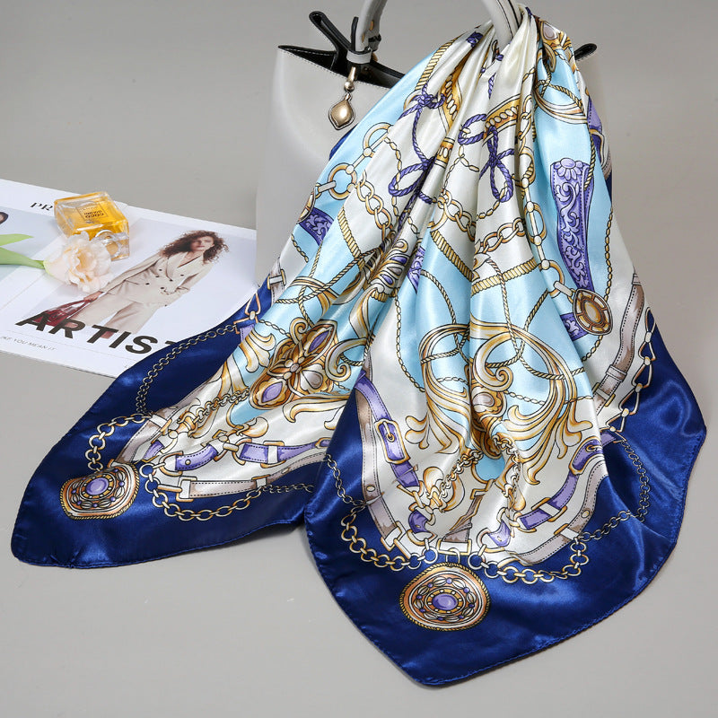 Retro Cashew Pattern Silk Scarf, Large Square Scarf for Women, Stylish and Fashionable for Spring, Autumn, and Winter, Thin Summer Shawl
