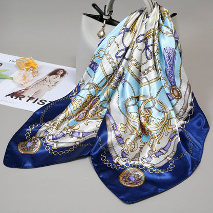Retro Cashew Pattern Silk Scarf, Large Square Scarf for Women, Stylish and Fashionable for Spring, Autumn, and Winter, Thin Summer Shawl