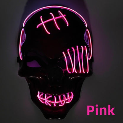 LED Luminous Halloween Skull Mask USB Rechargeable Horror Costume Prop