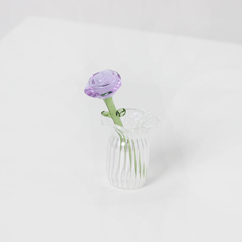 Glazed Glass Rose Bouquet Desktop Decoration
