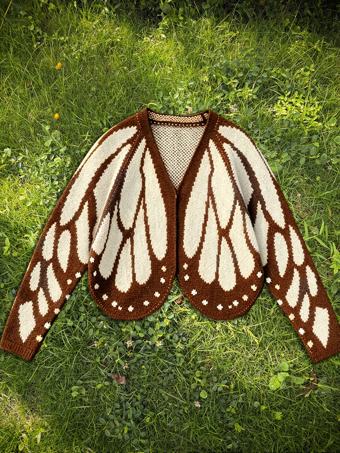 Autumn Winter Knitted Butterfly Color Block Batwing Sleeve Cardigan