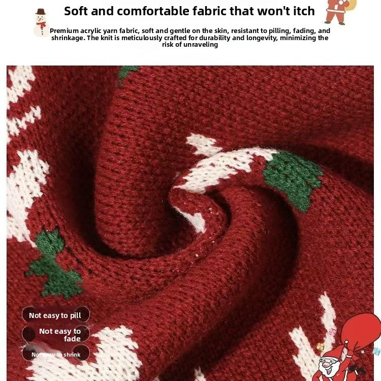 Knitted Winter Scarf with Christmas Patterns