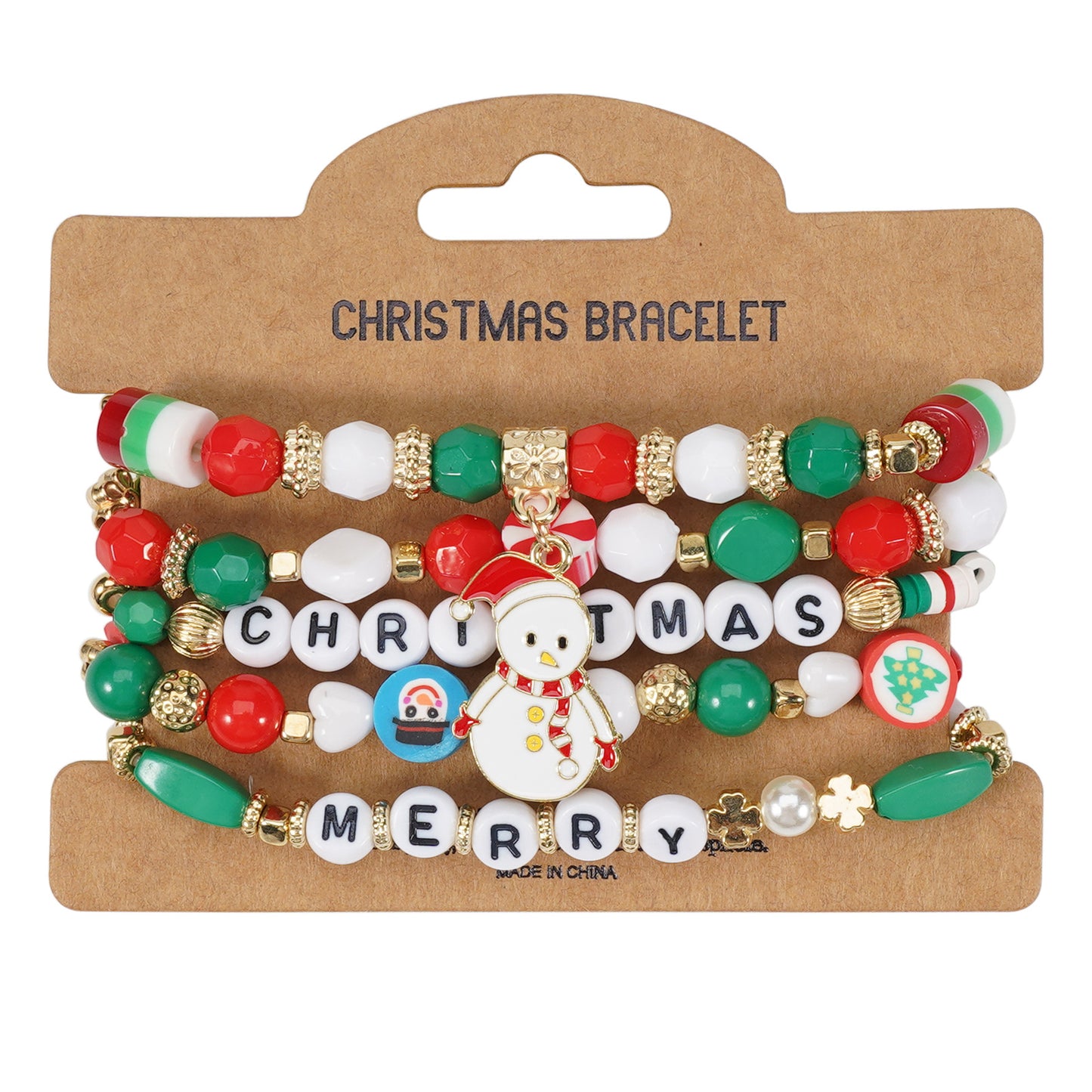 Christmas Beaded Bracelet with Holiday Charms