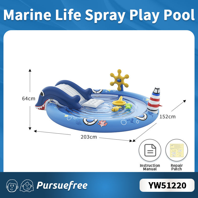 Unicorn Slide Inflatable Play Pool with Water Spray