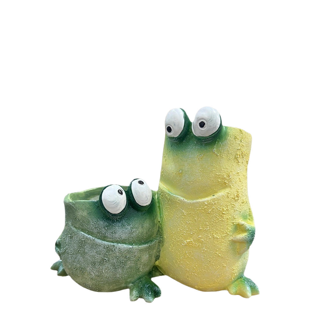 Creative Frog Funny Expression Resin Flower Pot Decoration for Home Courtyard Garden