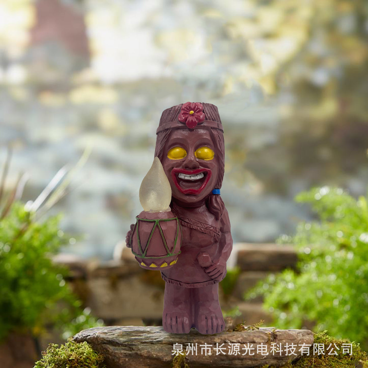 2025 Independent Station Maya Angry Garden Decoration Outdoor Smiley Totem Solar Resin Decoration
