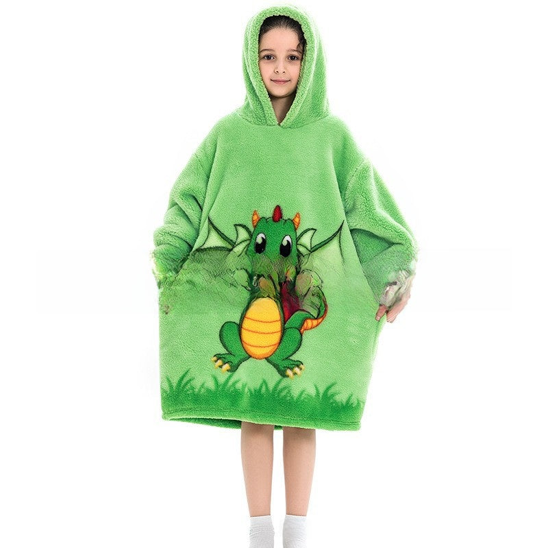 Turtleneck and patch front hooded blanket