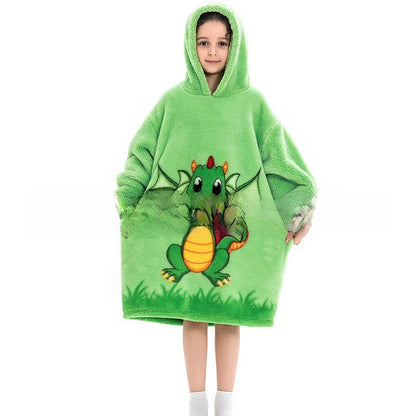 Turtleneck and patch front hooded blanket