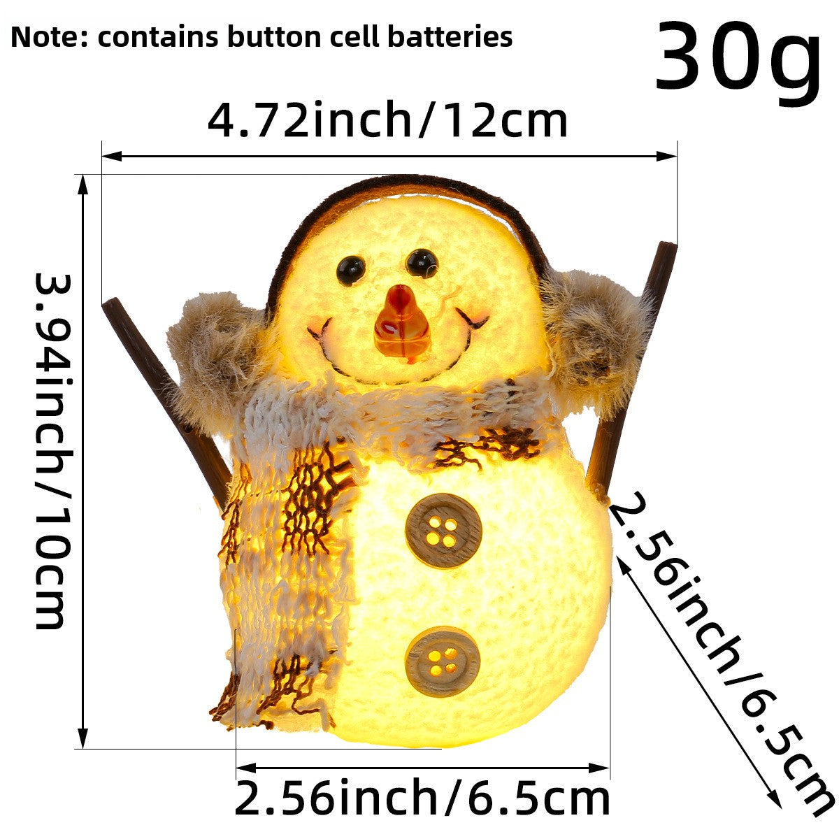 Christmas glowing little snowman figurine