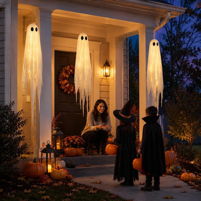 Lighted Hanging Ghosts Halloween Decoration