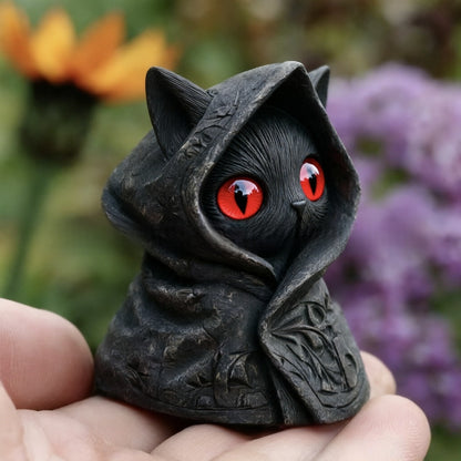 Mysterious Cat in the Hat Statue Resin Figurine Halloween Decoration
