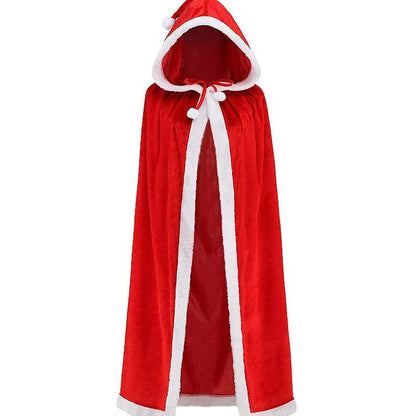 Gold Velvet Hooded Christmas Cloak with Balls