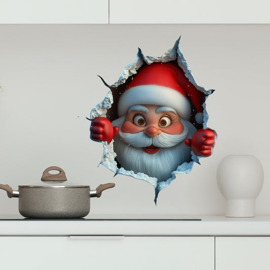 Christmas Santa Claus Wall Decal with Broken Wall Effect