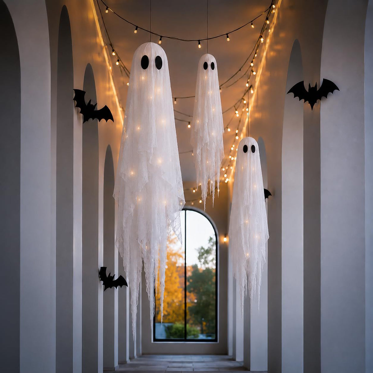 Lighted Hanging Ghosts Halloween Decoration