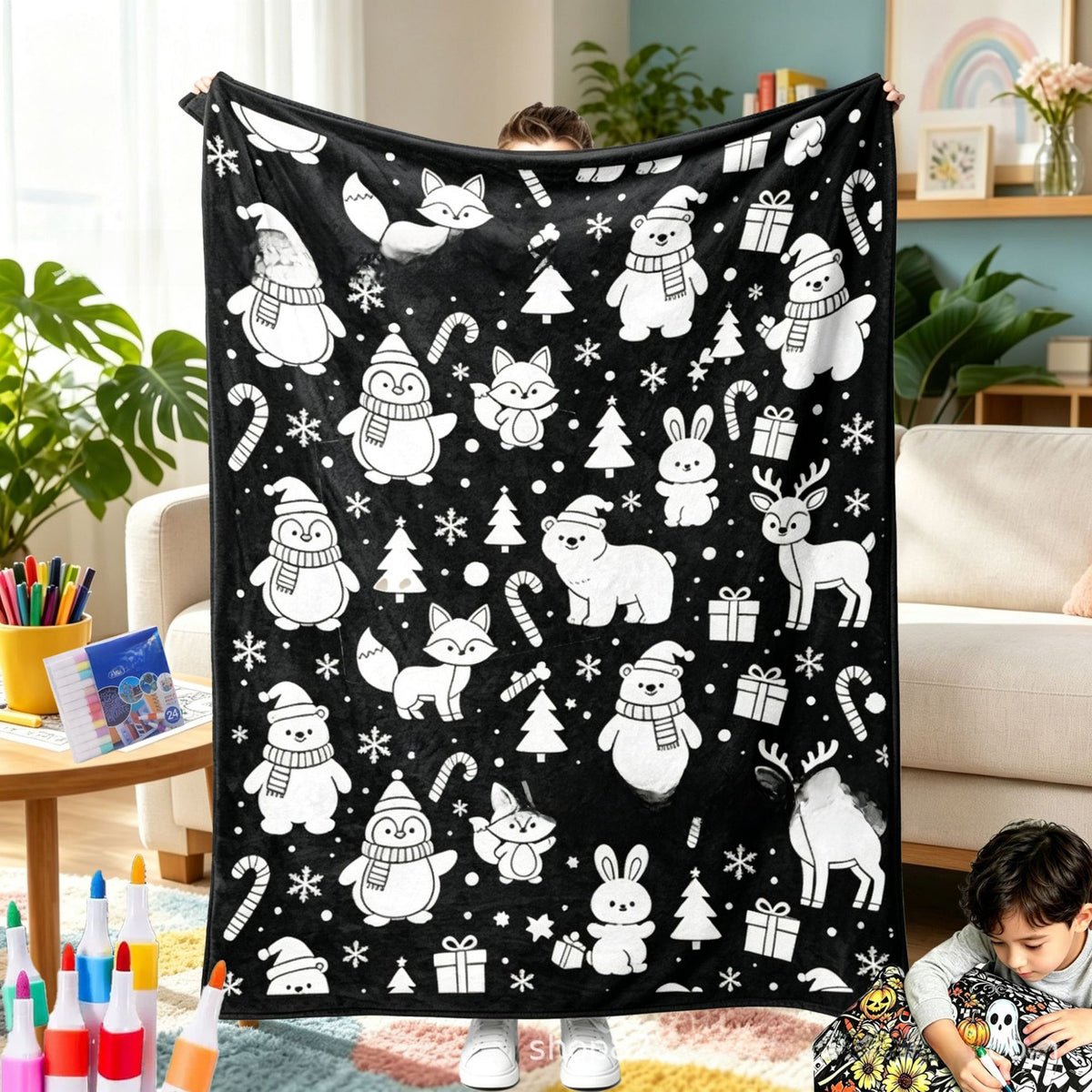 Christmas DIY Coloring Flannel Blanket