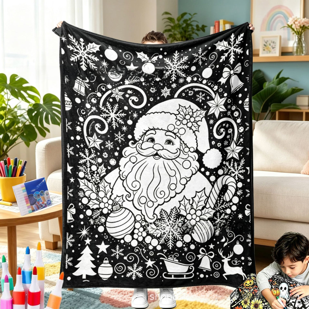 Christmas DIY Coloring Flannel Blanket