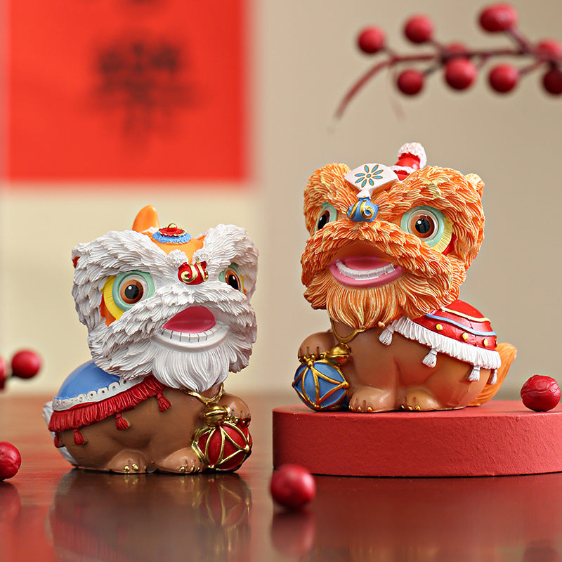 Chinese Style Resin Lion Decoration