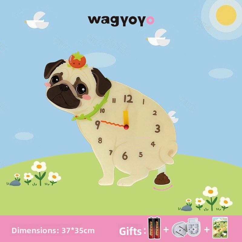 Pet Themed Silent Wall Clock with Moving Decoration