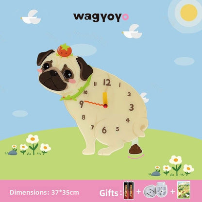 Pet Themed Silent Wall Clock with Moving Decoration
